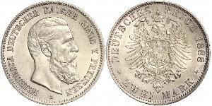 2 Mark Regno di Prussia (1701-1918) Argento Federico III di Germania (1831-1888)