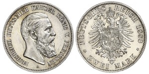 2 Mark Regno di Prussia (1701-1918) Argento Federico III di Germania (1831-1888)