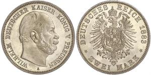 2 Mark Regno di Prussia (1701-1918) Argento Wilhelm I, German Emperor (1797-1888)