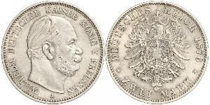 2 Mark Regno di Prussia (1701-1918) Argento Wilhelm I, German Emperor (1797-1888)