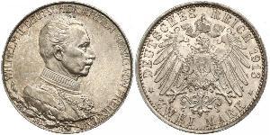 2 Mark Regno di Prussia (1701-1918) Argento Wilhelm II, German Emperor (1859-1941)