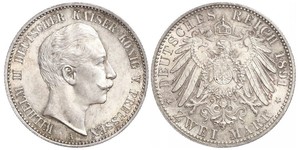 2 Mark Regno di Prussia (1701-1918) Argento Wilhelm II, German Emperor (1859-1941)