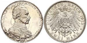 2 Mark Regno di Prussia (1701-1918) Argento Wilhelm II, German Emperor (1859-1941)
