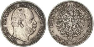 2 Mark Regno di Prussia (1701-1918) Argento Wilhelm I, German Emperor (1797-1888)