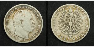 2 Mark Regno di Prussia (1701-1918) Argento Wilhelm I, German Emperor (1797-1888)