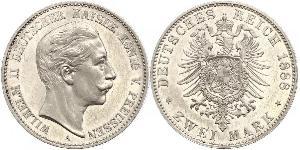 2 Mark Regno di Prussia (1701-1918) Argento Wilhelm II, German Emperor (1859-1941)