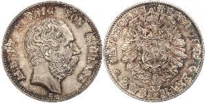 2 Mark Regno di Sassonia (1806 - 1918) Argento Alberto di Sassonia