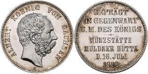 2 Mark Regno di Sassonia (1806 - 1918) Argento Alberto di Sassonia