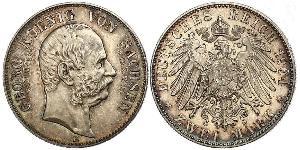 2 Mark Regno di Sassonia (1806 - 1918) Argento Giorgio di Sassonia