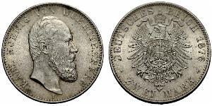 2 Mark Regno di Württemberg (1806-1918) Argento Carlo di Württemberg