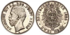 2 Mark Reuss-Greiz (1778 - 1918) Argento Enrico XIV di Reuss-Gera