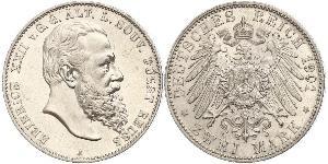 2 Mark Reuss-Greiz (1778 - 1918) Argento Heinrich XXII (1859 - 1902)