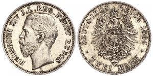 2 Mark Reuss-Greiz (1778 - 1918) Argento Enrico XIV di Reuss-Gera