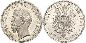 2 Mark Reuss-Greiz (1778 - 1918) Argento Enrico XIV di Reuss-Gera