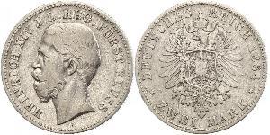 2 Mark Reuss-Greiz (1778 - 1918) Argento Enrico XIV di Reuss-Gera