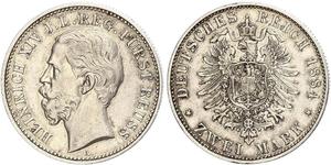 2 Mark Reuss-Greiz (1778 - 1918) Argento Enrico XIV di Reuss-Gera