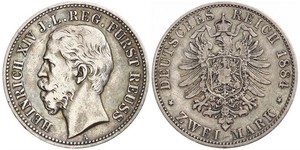 2 Mark Reuss-Greiz (1778 - 1918) Argento Enrico XIV di Reuss-Gera