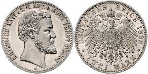 2 Mark Reuss-Greiz (1778 - 1918) Argento Heinrich XXII (1859 - 1902)