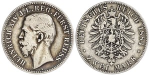 2 Mark Reuss-Greiz (1778 - 1918) Argento Enrico XIV di Reuss-Gera