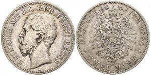 2 Mark Reuss-Greiz (1778 - 1918) Argento Enrico XIV di Reuss-Gera