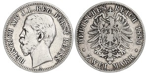 2 Mark Reuss-Greiz (1778 - 1918) Argento Enrico XIV di Reuss-Gera