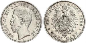 2 Mark Reuss-Greiz (1778 - 1918) Argento Enrico XIV di Reuss-Gera