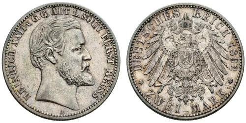 2 Mark Reuss-Greiz (1778 - 1918) Argento Heinrich XXII (1859 - 1902)