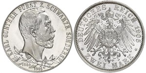 2 Mark Schwarzburg-Sondershausen (1599-1920) Argento 