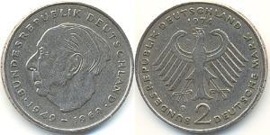 2 Mark Geschichte der Bundesrepublik Deutschland (1949-1990) Kupfer/Nickel 