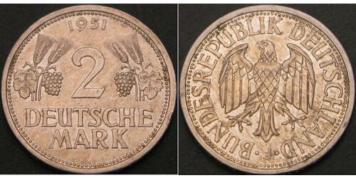 2 Mark Geschichte der Bundesrepublik Deutschland (1949-1990) Kupfer/Nickel 
