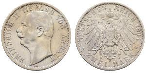 2 Mark Anhalt-Dessau (1603 -1863) / Anhalt (1806 - 1918) Plata Federico II de Anhalt(1856 – 1918)