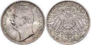 2 Mark Anhalt-Dessau (1603 -1863) / Anhalt (1806 - 1918) Plata Federico II de Anhalt(1856 – 1918)