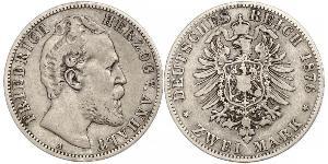 2 Mark Anhalt-Dessau (1603 -1863) / Anhalt (1806 - 1918) Plata Frederick I, Duke of Anhalt (1831-1904)