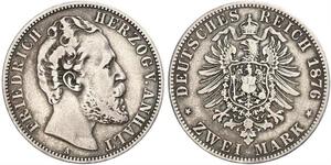 2 Mark Anhalt-Dessau (1603 -1863) / Anhalt (1806 - 1918) Plata Frederick I, Duke of Anhalt (1831-1904)