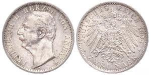 2 Mark Anhalt-Dessau (1603 -1863) / Anhalt (1806 - 1918) Plata Federico II de Anhalt(1856 – 1918)
