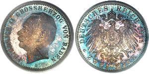 2 Mark Gran Ducado de Baden (1806-1918) Plata Federico II de Baden (1857 - 1928)