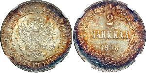 2 Mark Gran Ducado de Finlandia (1809 - 1917) Plata Alejandro III (1845 -1894)
