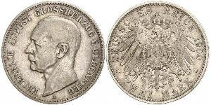 2 Mark Grand Duchy of Oldenburg (1814 - 1918) Plata Federico Augusto III de Sajonia (1865-1932)