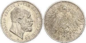 2 Mark Grand Duchy of Oldenburg (1814 - 1918) Plata Pedro II de Oldenburgo (1827 - 1900)