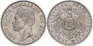 2 Mark Hesse-Darmstadt (1806 - 1918) Plata Ernesto Luis de Hesse-Darmstadt (1868 - 1937)
