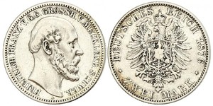 2 Mark Mecklemburgo-Schwerin (1352-1918) Plata Federico Francisco II de Mecklemburgo-Schwerin
