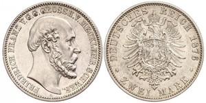 2 Mark Mecklemburgo-Schwerin (1352-1918) Plata Federico Francisco II de Mecklemburgo-Schwerin