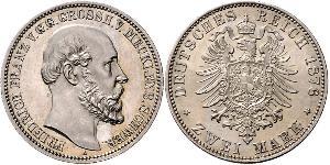 2 Mark Mecklemburgo-Schwerin (1352-1918) Plata Federico Francisco II de Mecklemburgo-Schwerin
