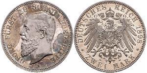 2 Mark Principado de Lippe (1123 - 1918) Plata Jorge de Schaumburg-Lippe