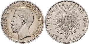 2 Mark Principado de Reuss (línea mayor) (1778 - 1918) Plata Enrique XIV de Reuss (línea menor)