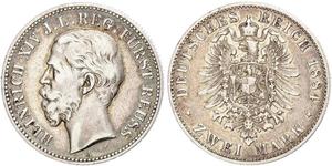2 Mark Principado de Reuss (línea mayor) (1778 - 1918) Plata Enrique XIV de Reuss (línea menor)