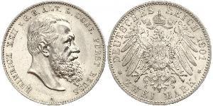 2 Mark Principado de Reuss (línea mayor) (1778 - 1918) Plata Heinrich XXII (1859 - 1902)