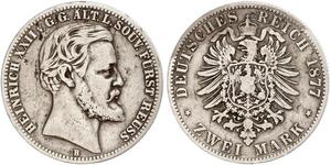 2 Mark Principado de Reuss (línea mayor) (1778 - 1918) Plata Heinrich XXII (1859 - 1902)