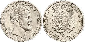 2 Mark Principado de Reuss (línea mayor) (1778 - 1918) Plata Heinrich XXII (1859 - 1902)