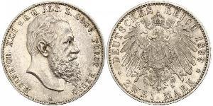 2 Mark Principado de Reuss (línea mayor) (1778 - 1918) Plata Heinrich XXII (1859 - 1902)